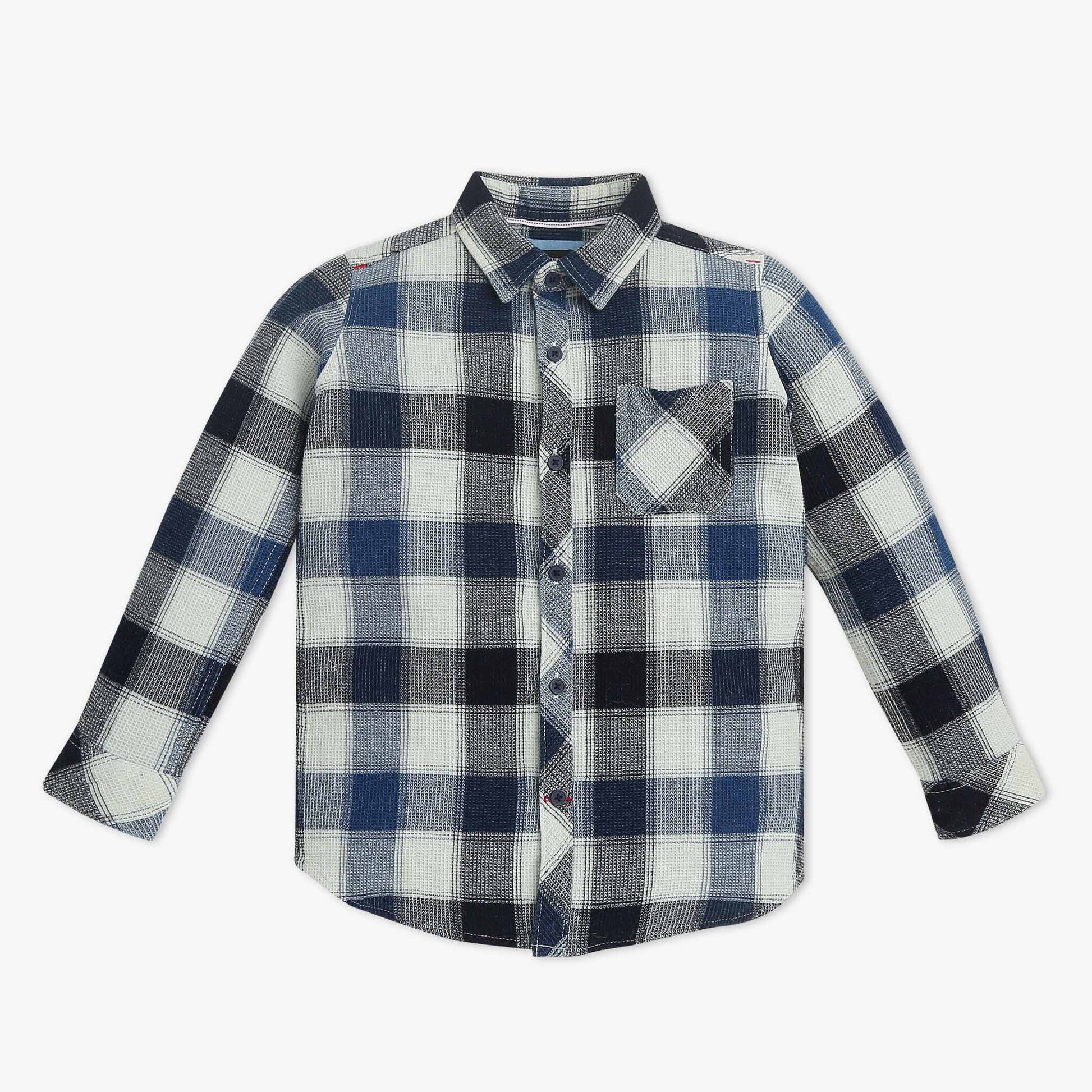 Boys Collar Full Length Sleeve Checkered Shirt