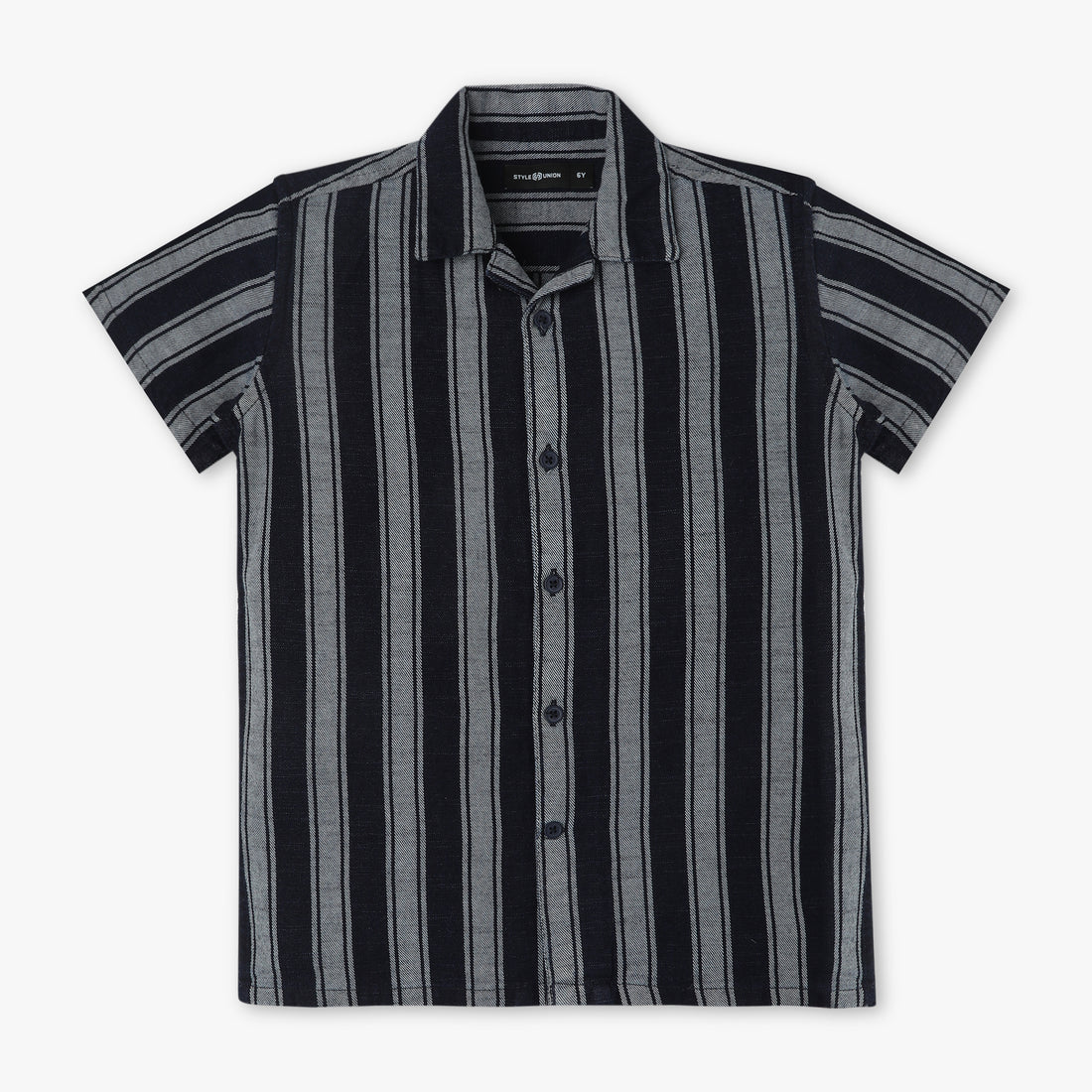 Boys Regular Fit Striped Shirt Collar Half Sleeve Shirt