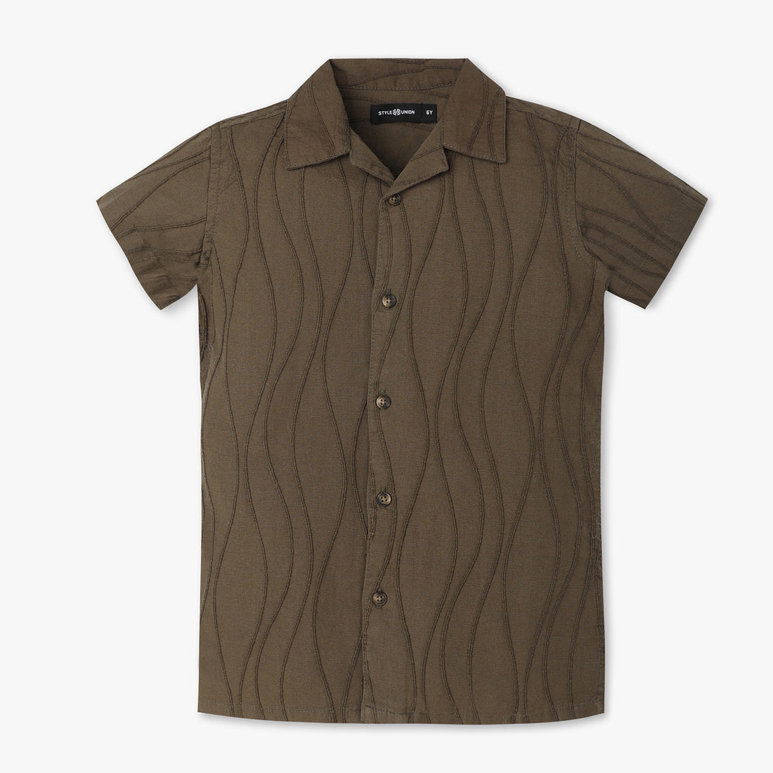Boys Regular Fit Cut and Sew Mandarin Collar Shirt