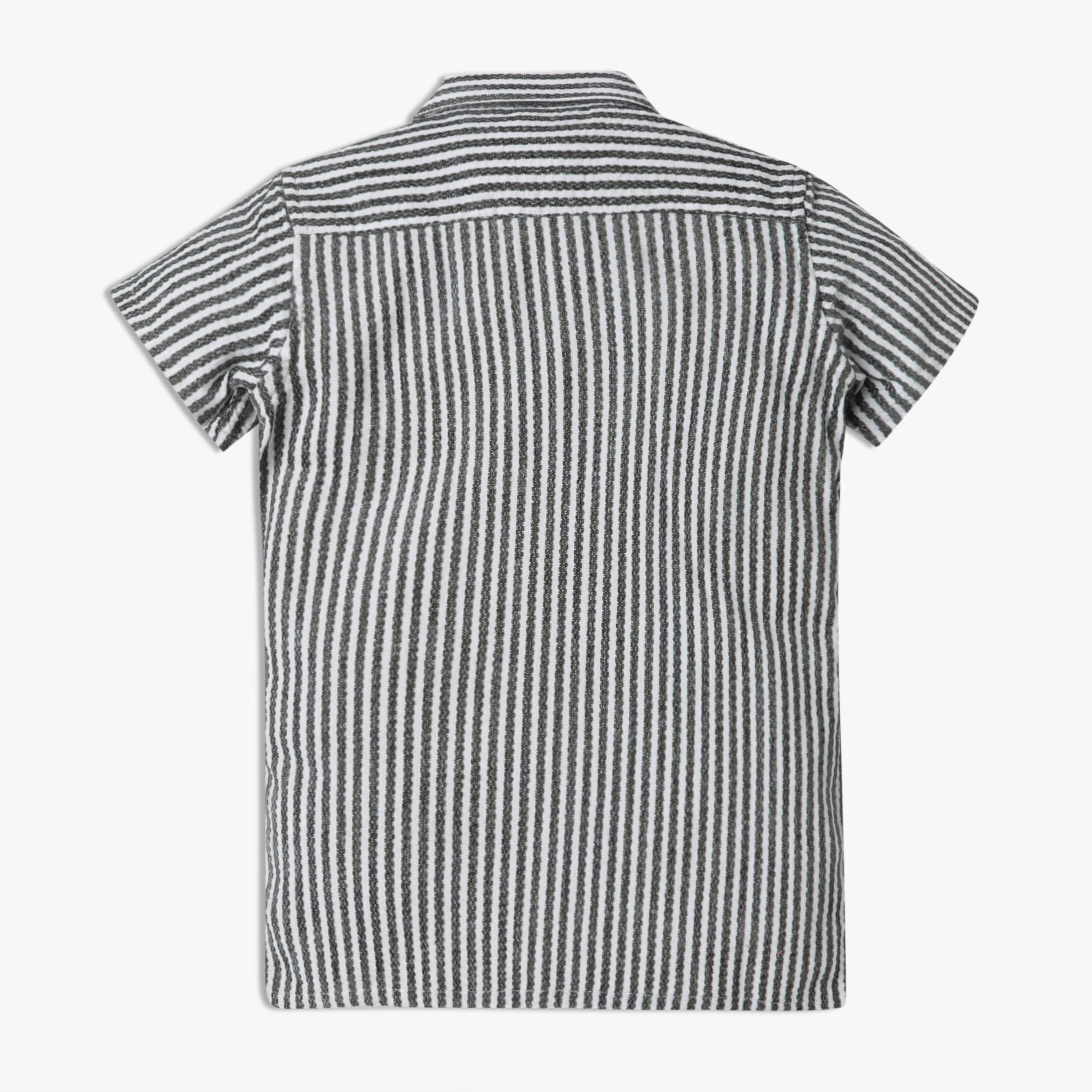 Boys Regular Fit Striped Camp Collar Shirt