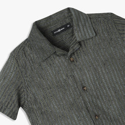 Boys Regular Fit Striped Camp Collar Shirt