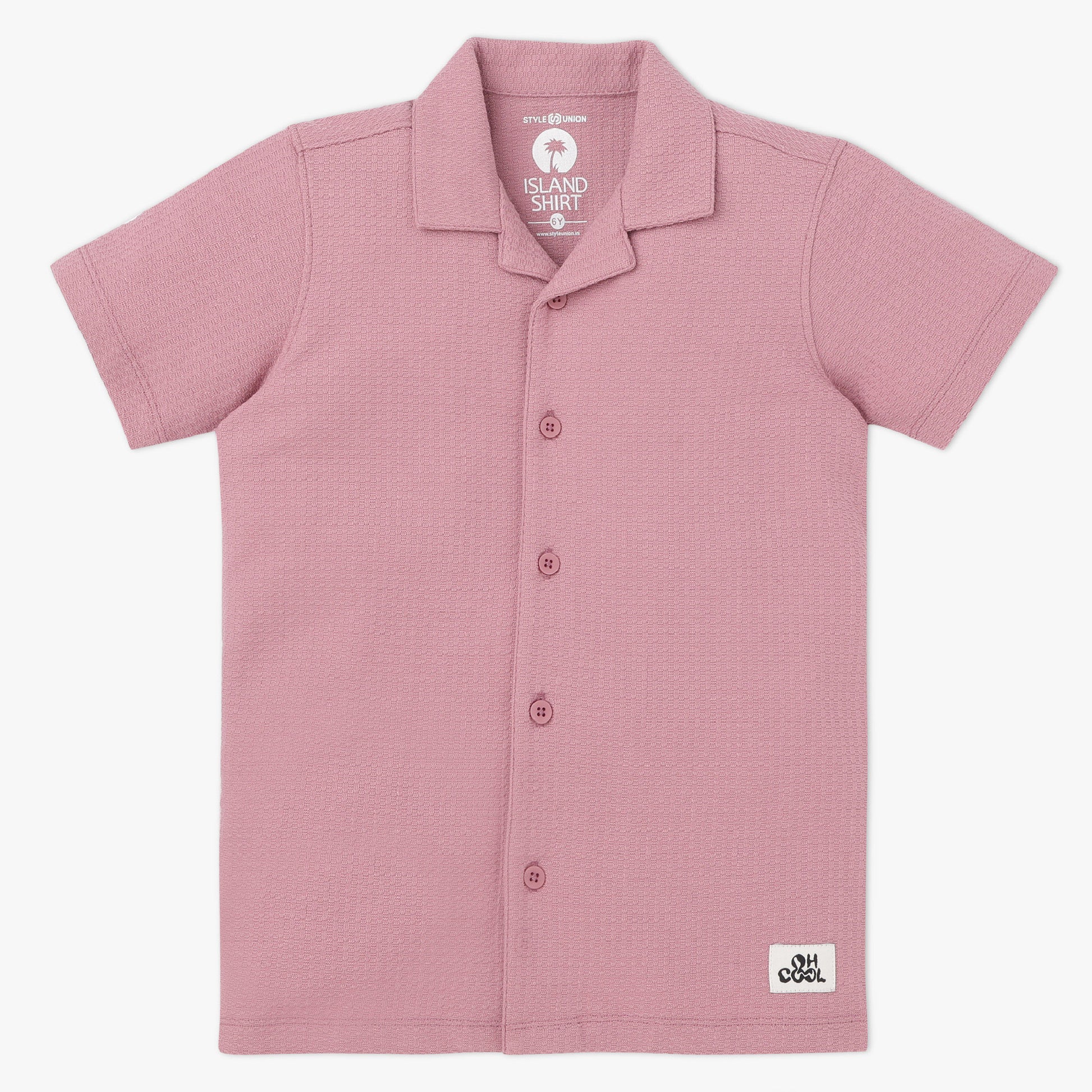 Boys Solid Lapel Collar Shirt