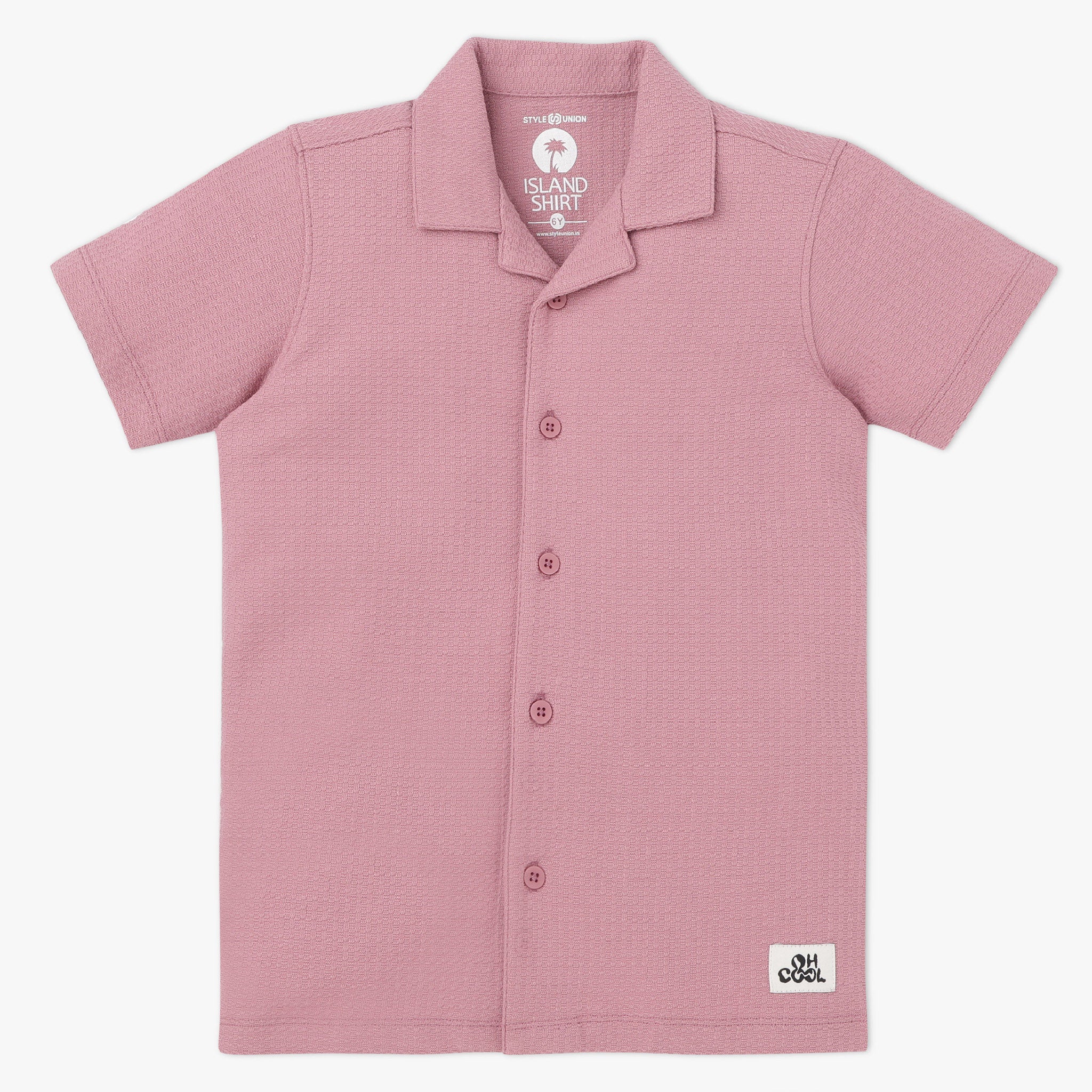 Boys Solid Lapel Collar Shirt