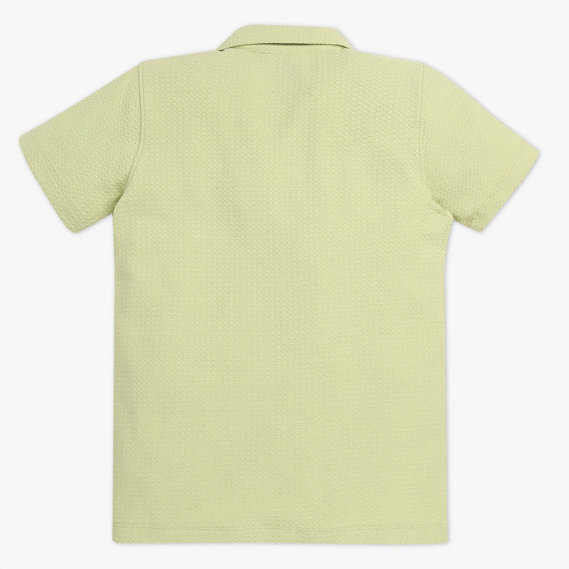Boys Solid Lapel Collar Shirt