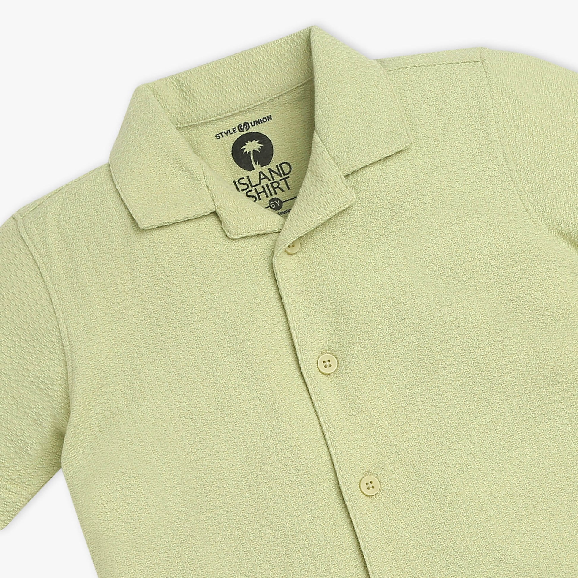 Boys Solid Lapel Collar Shirt