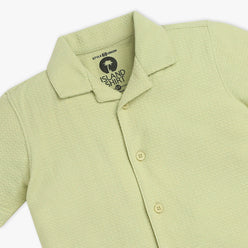 Boys Solid Lapel Collar Shirt