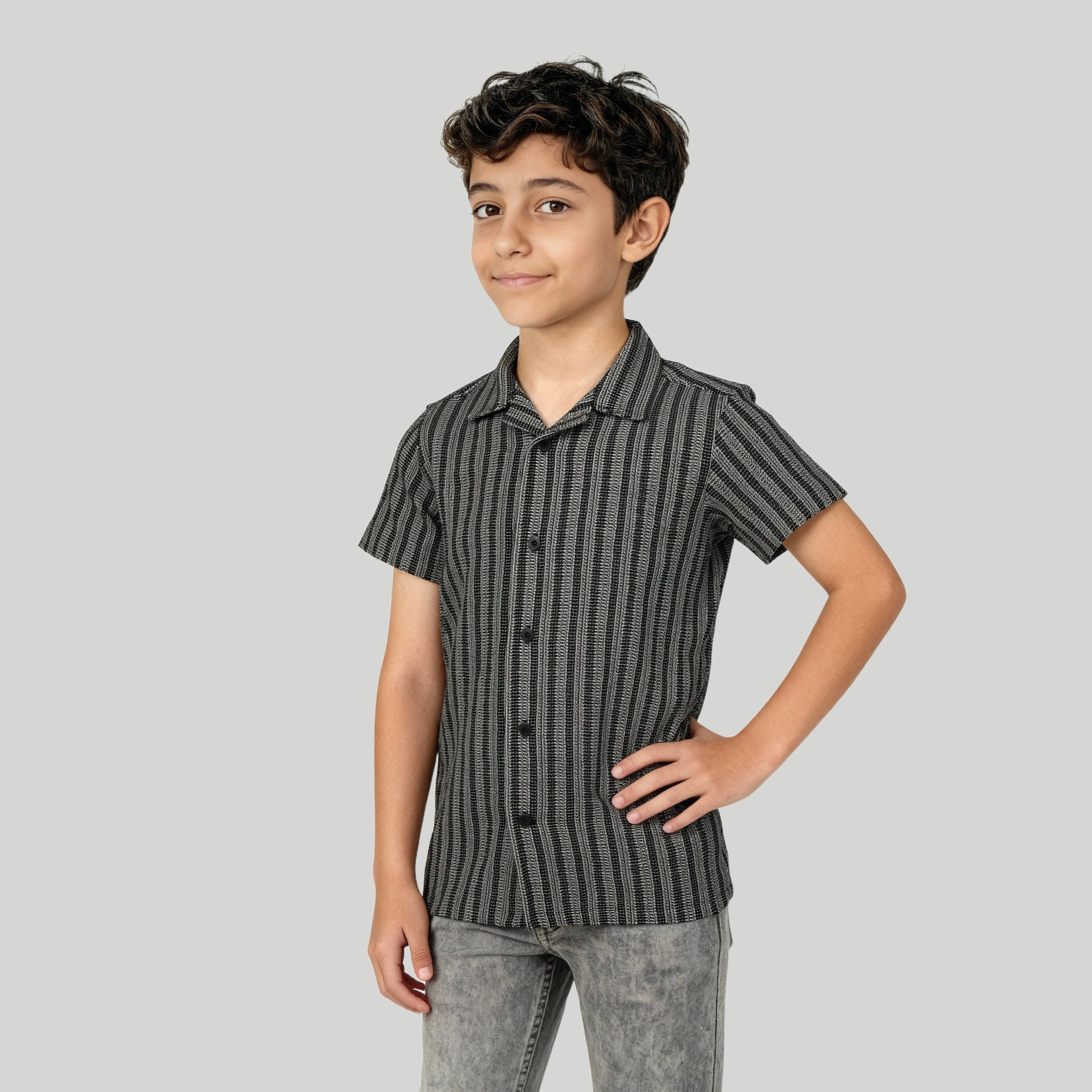 Boys Striped Cuban Shirt