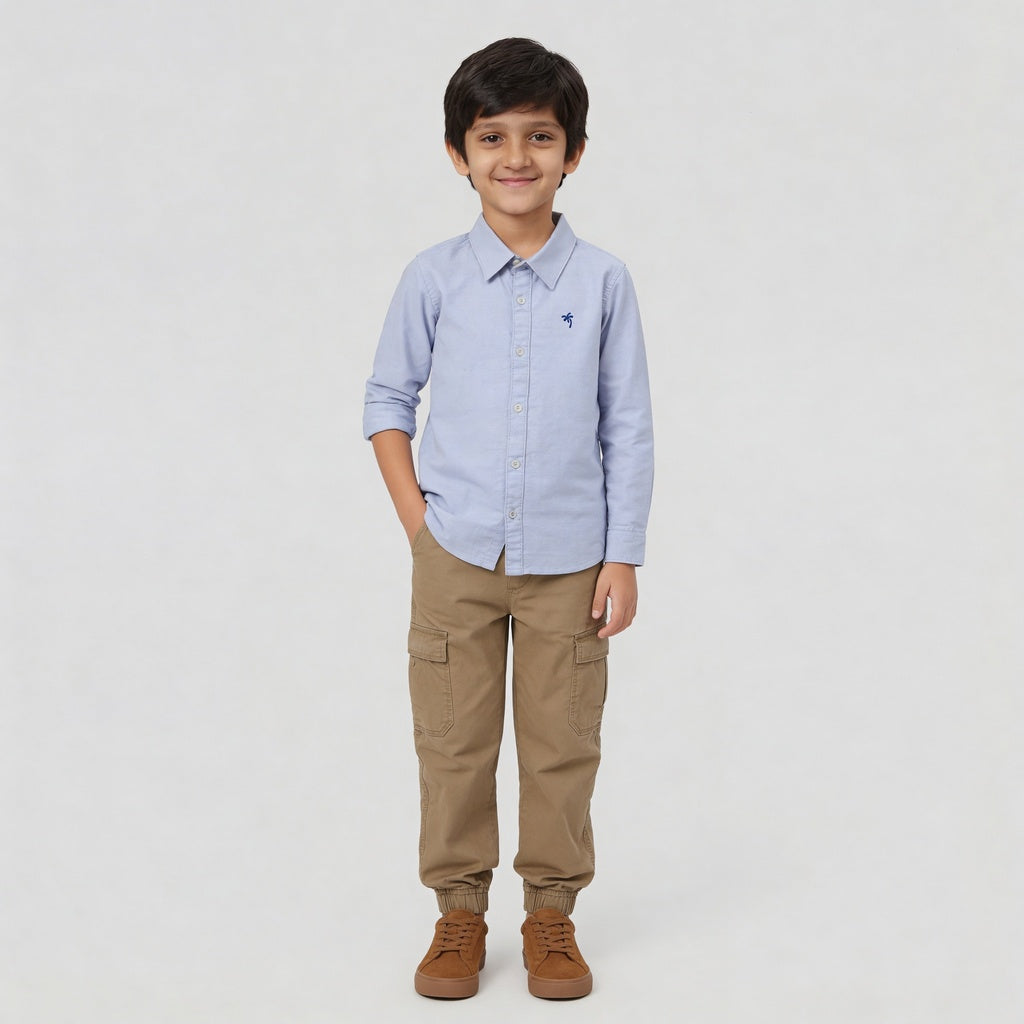 Boys Cotton Oxford Solid Shirt