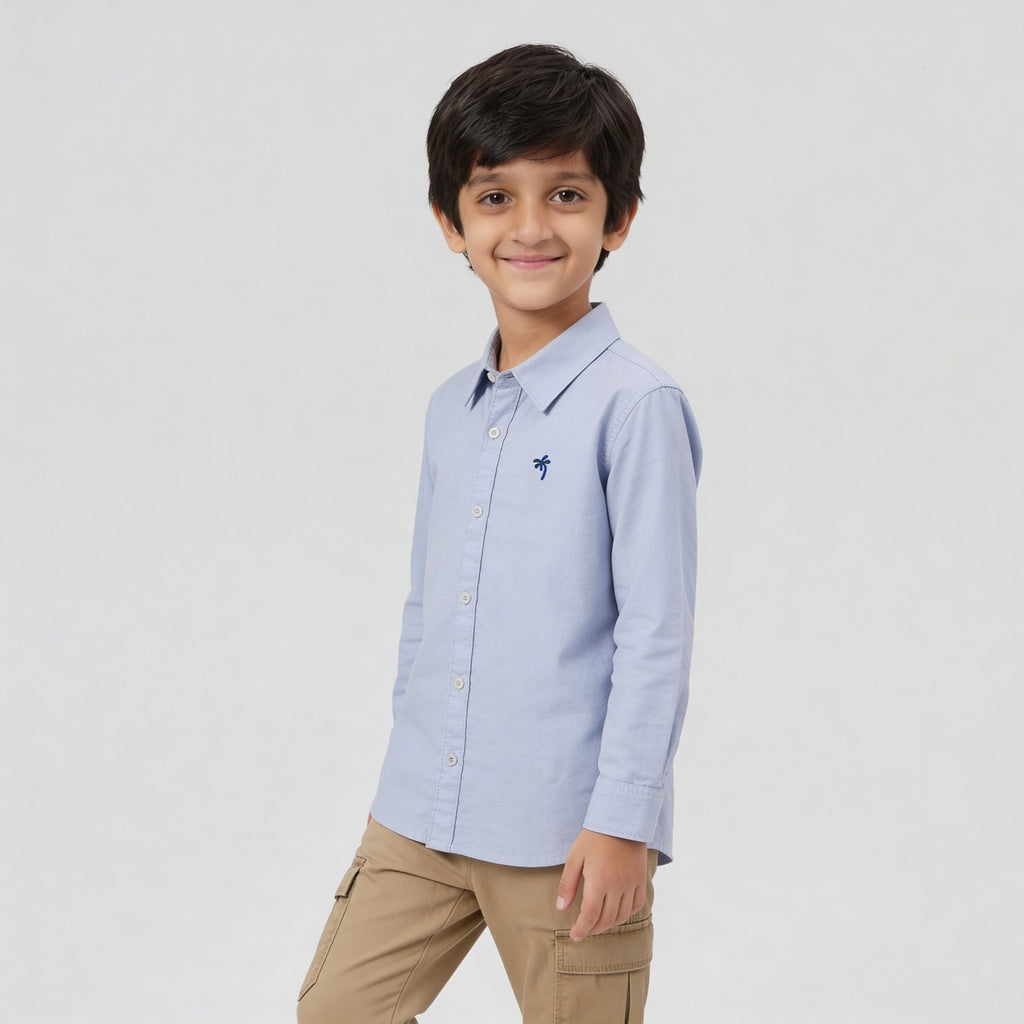 Boys Cotton Oxford Solid Shirt