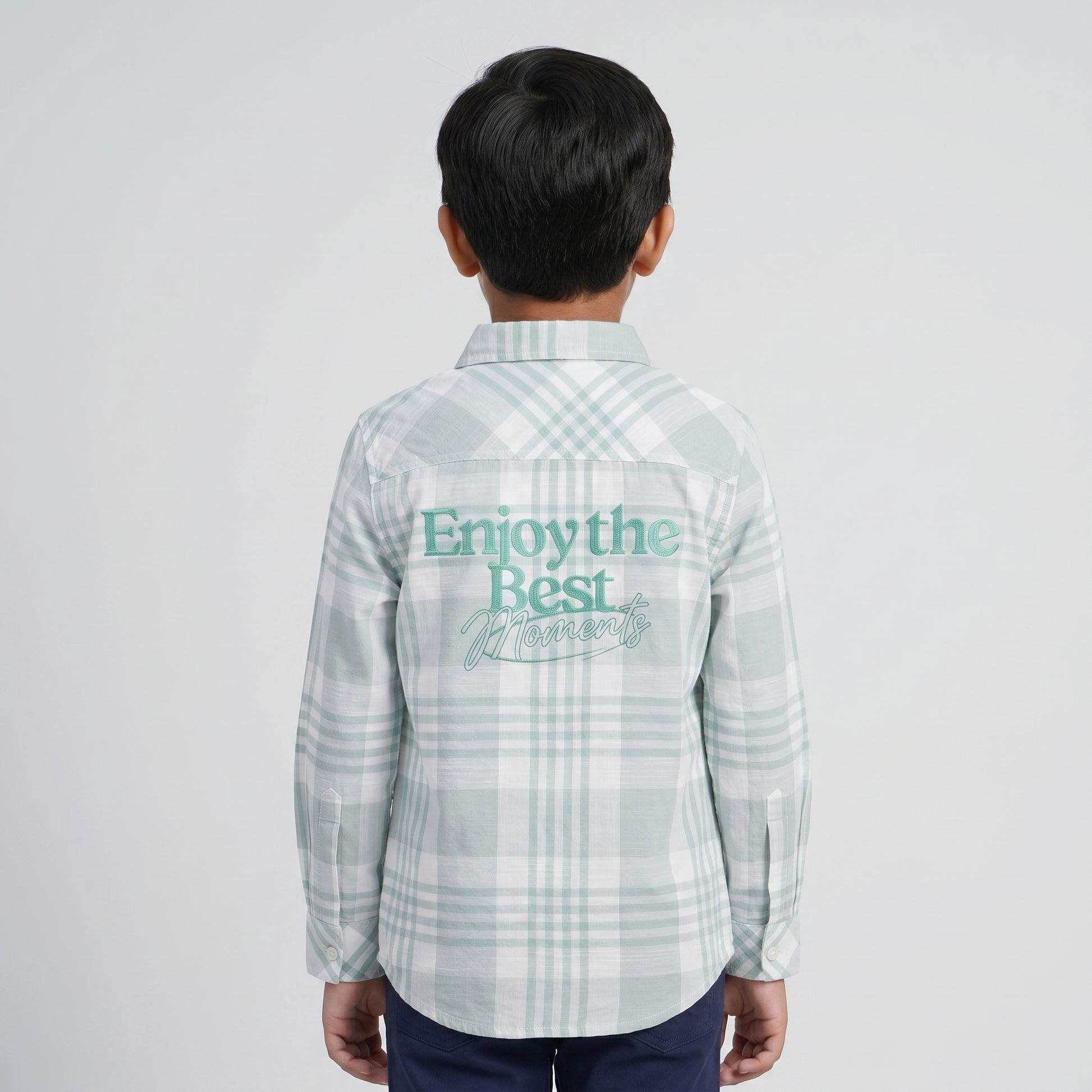 Boys Cotton Checkered Shirt