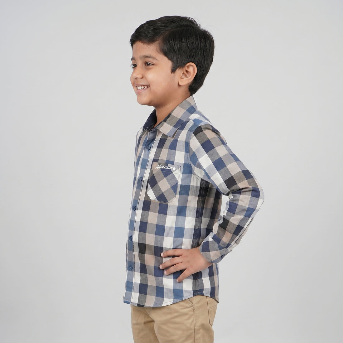 Boys Cotton Checkered Shirt
