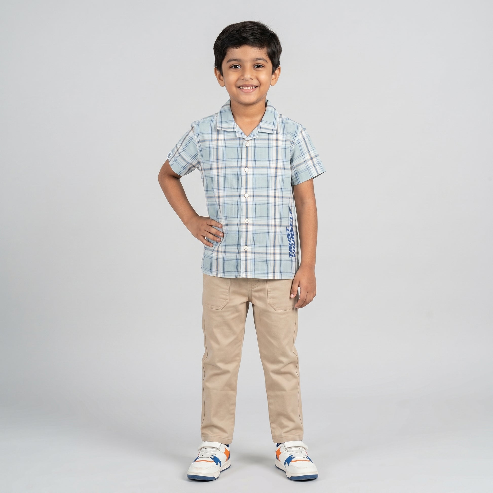 Boys Cotton Checkered Shirt