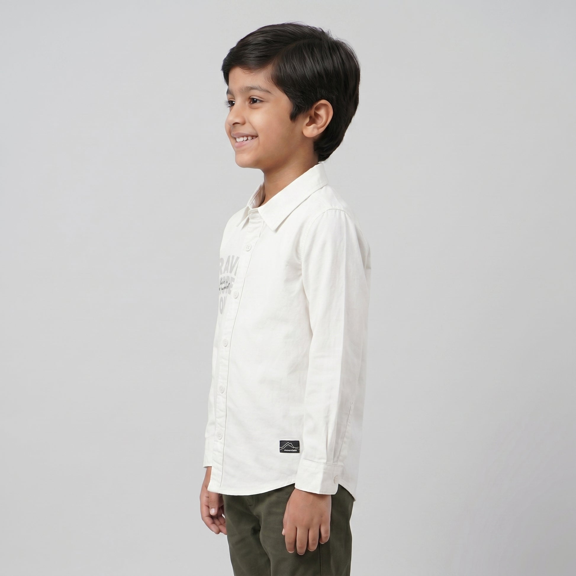 Boys Cotton Solid Cuban Shirt