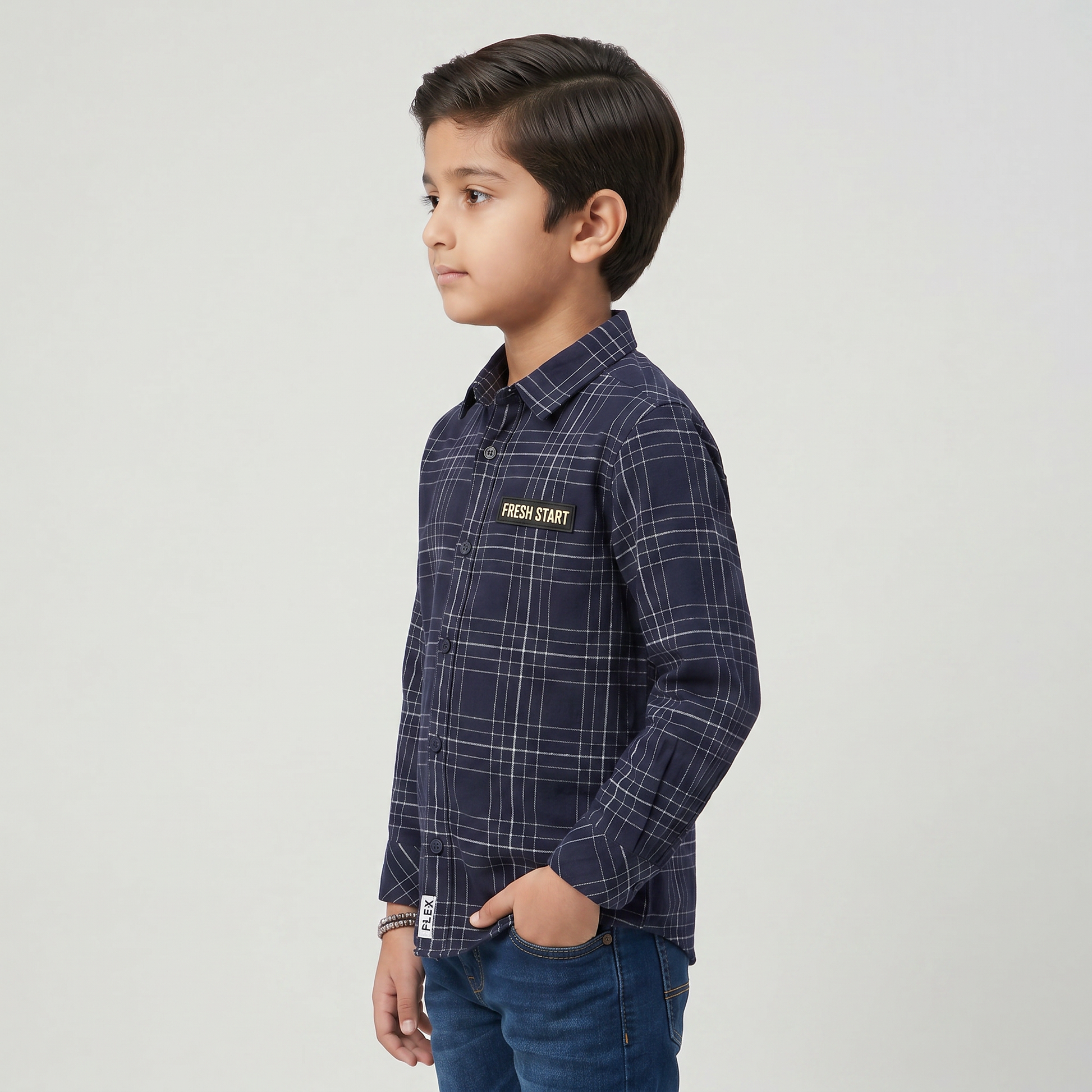 Boys Cotton Checkered Relaxed Fit Shirt