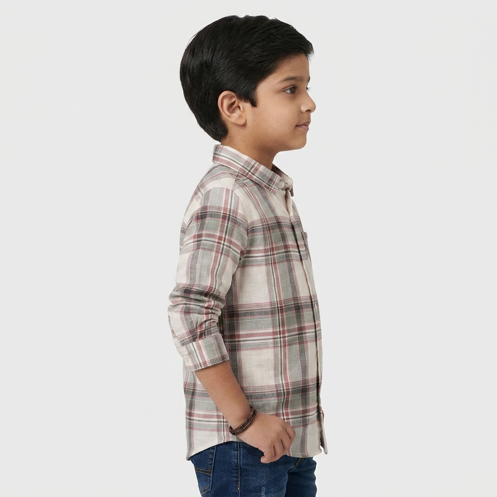 Boys Cotton Checkered Shirt