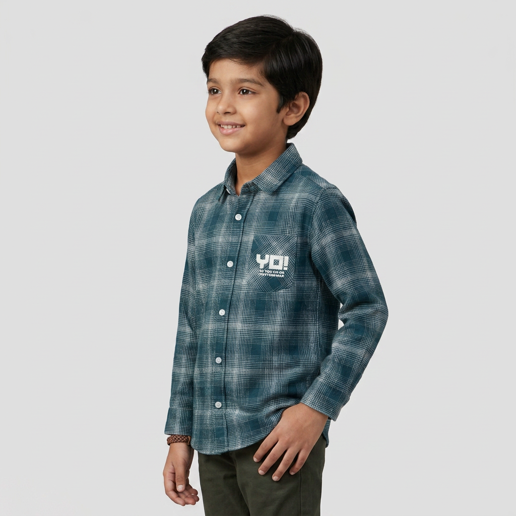 Boys Cotton Checkered Shirt