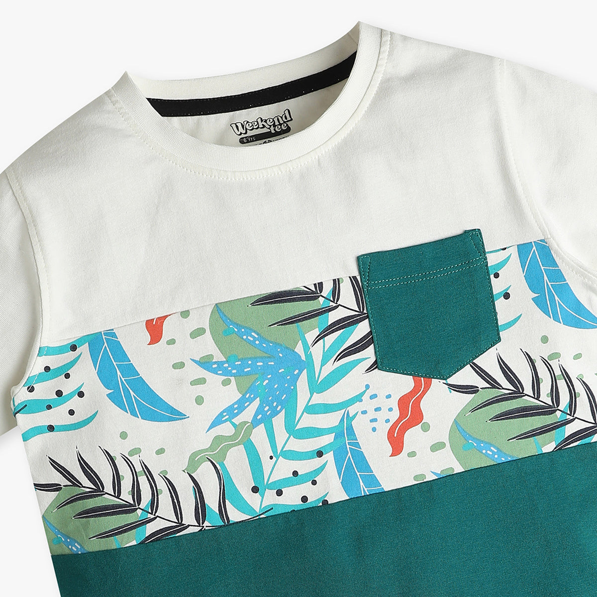 Boys Cut and Sew Crew Neck Abstract Print T-Shirt