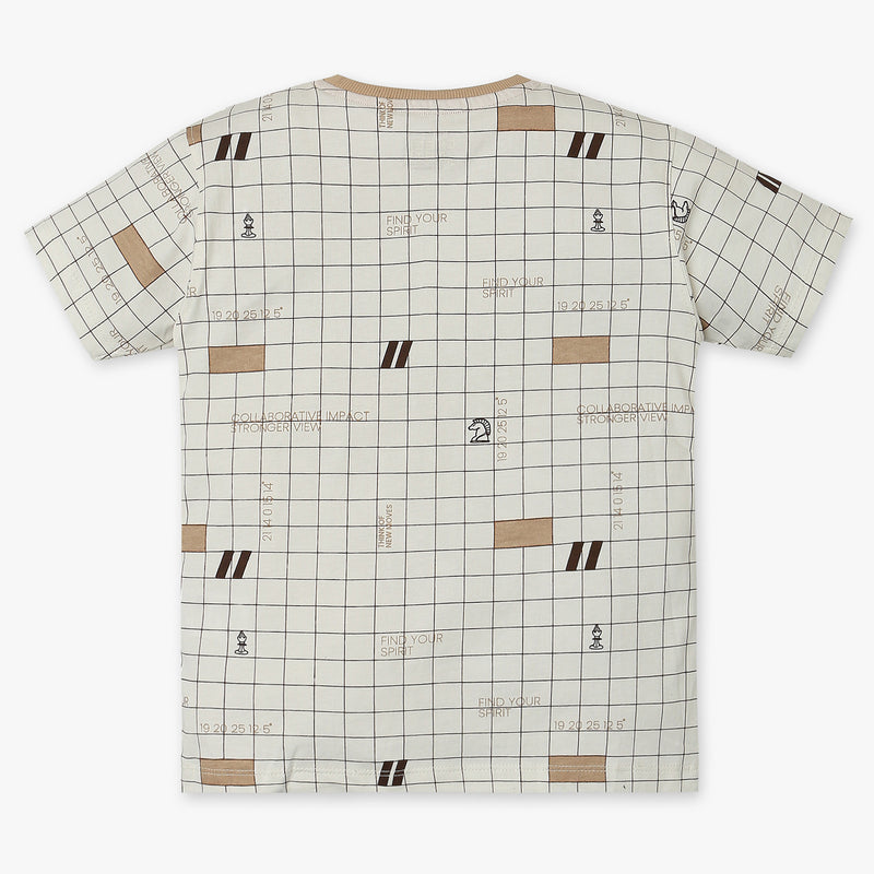 Boys Regular Fit Checkered T-Shirt