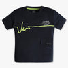 Boys Oversize Crew Neck Minimal Neon Green Line Art Across the Chest T-Shirt