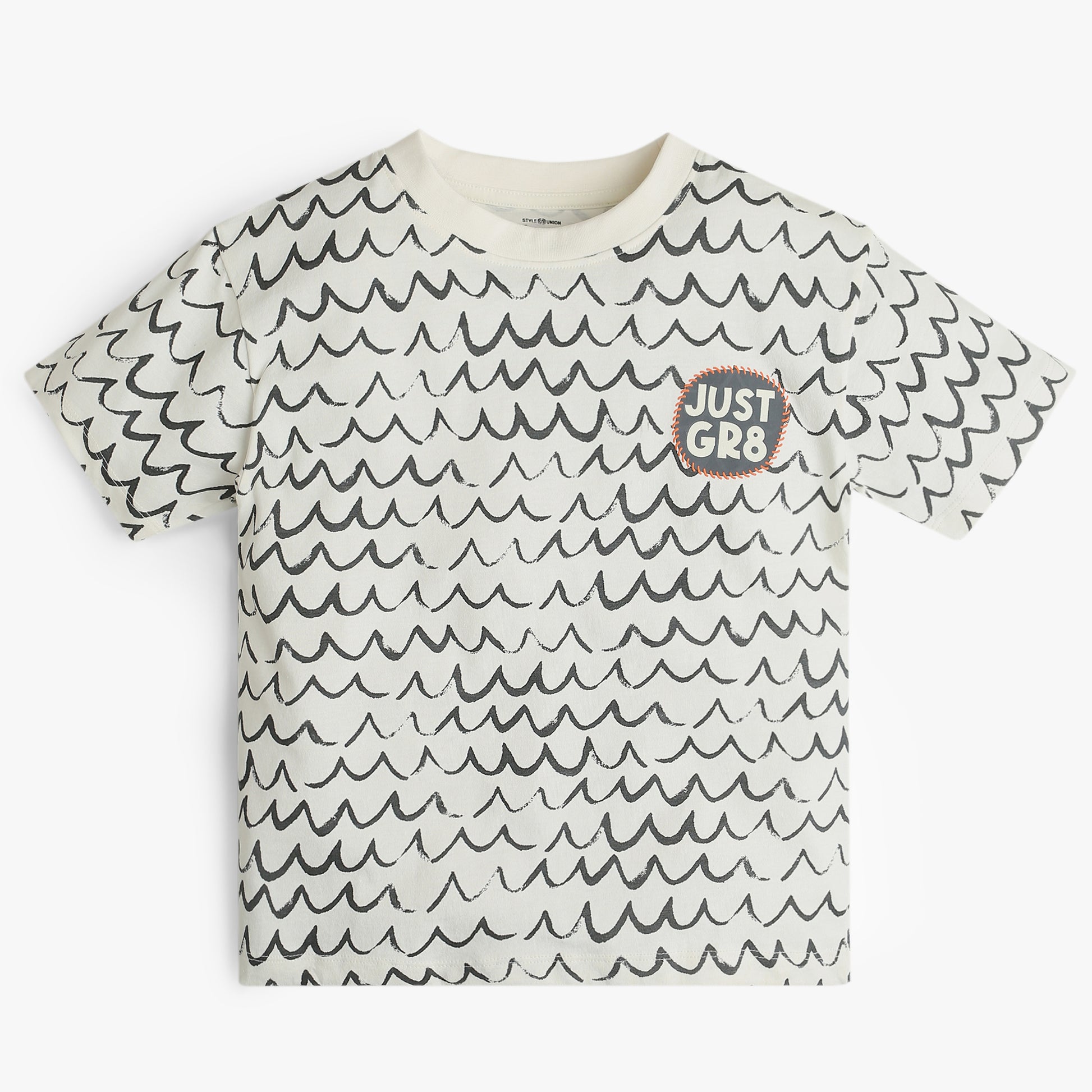 Boys Oversize Abstract Crew Neck All Over Geometric Print T-Shirt