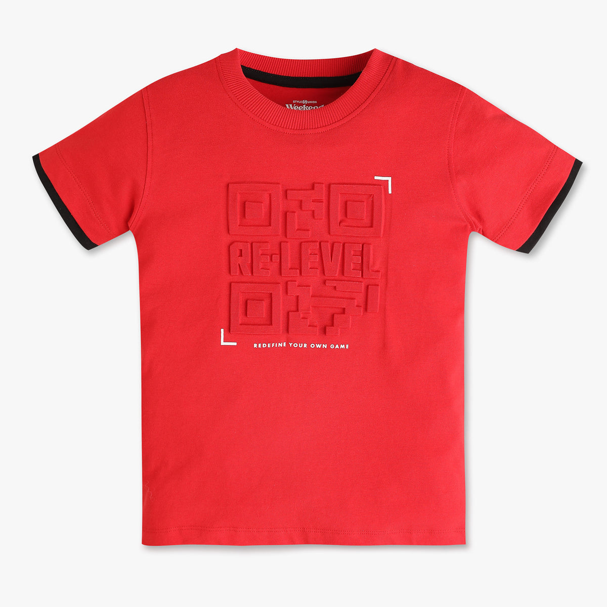 Boys Oversize Crew Neck Embossed Text T-Shirt