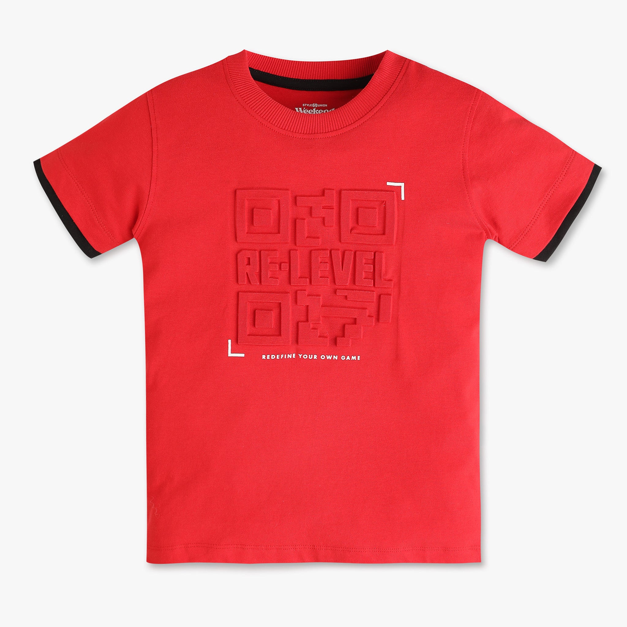 Boys Oversize Crew Neck Embossed Text T-Shirt