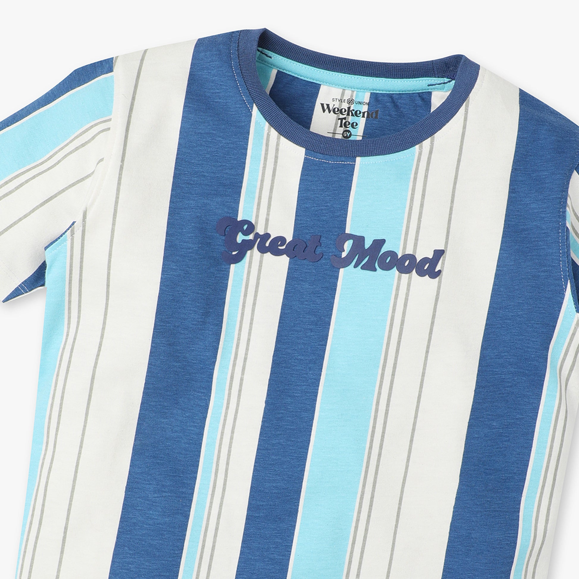 Boys Oversize Striped Crew Neck Half Sleeve T-Shirt