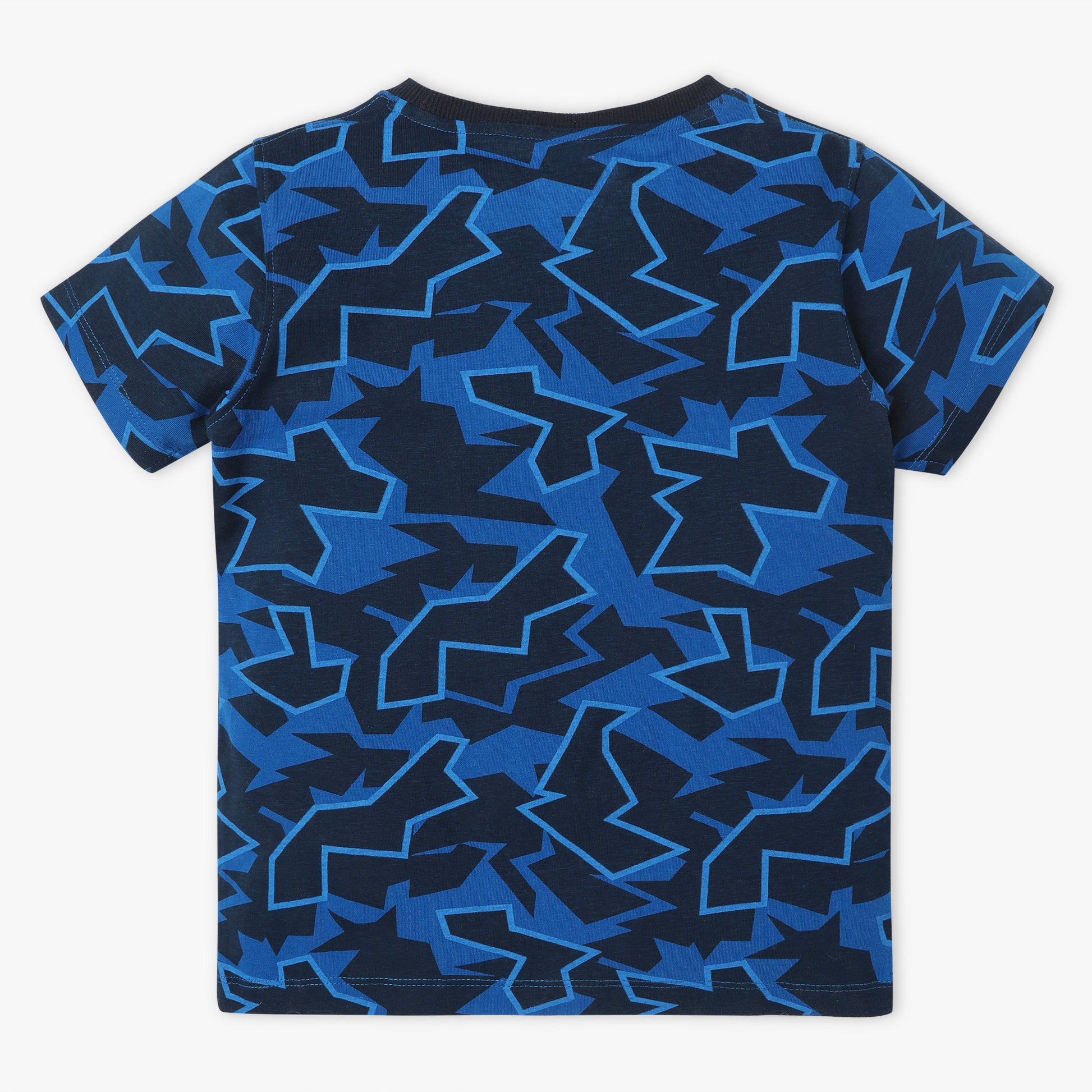 Boys Regular Fit All Over Print Crew Neck Half Sleeve T-Shirt