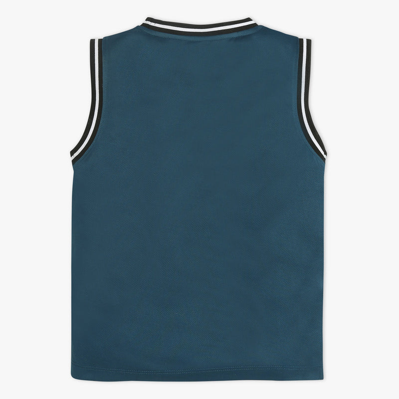 Boys Solid Crew Neck Sleeveless Hoop Day Sleevless T-Shirt