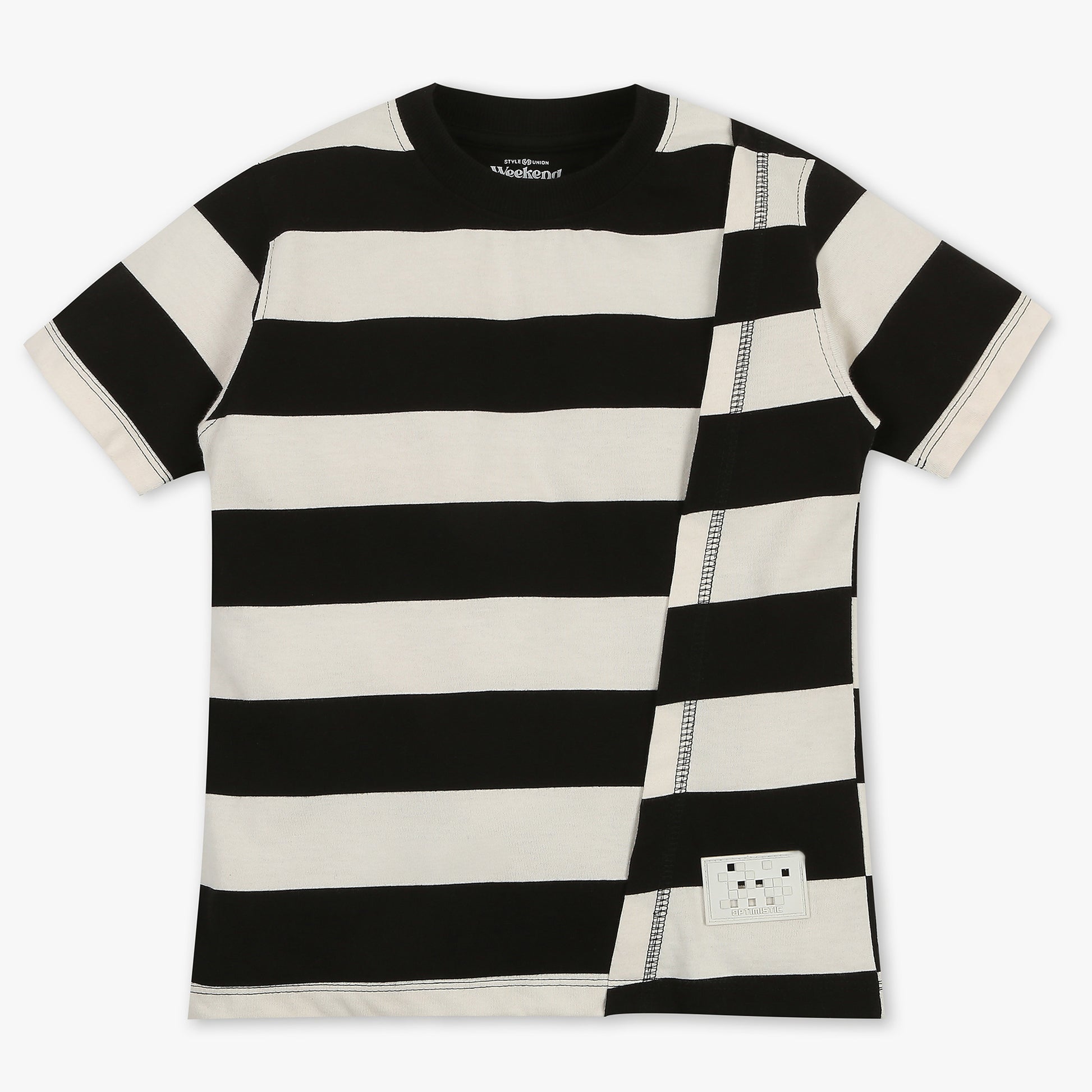 Boys Striped Cotton Polyester T-Shirt