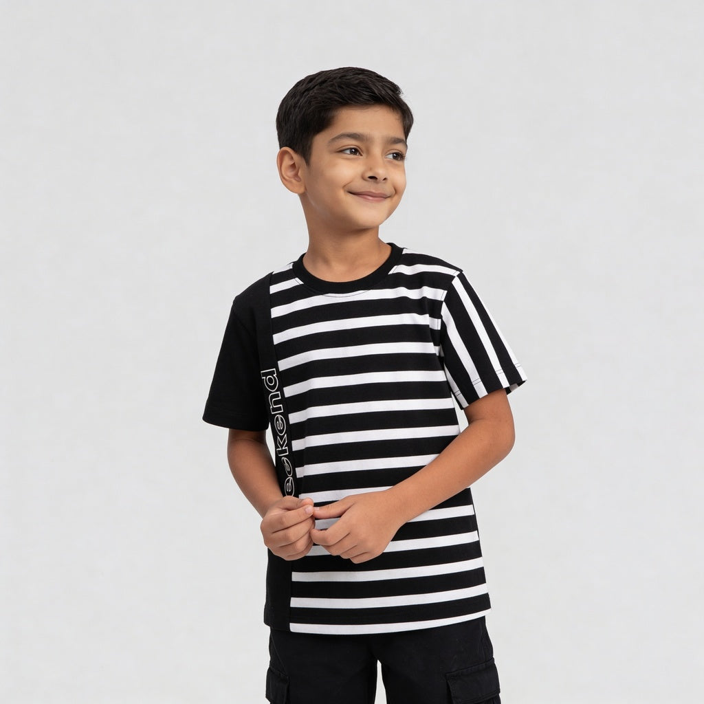 Boys Striped Crew Neck Future Squad T-Shirt