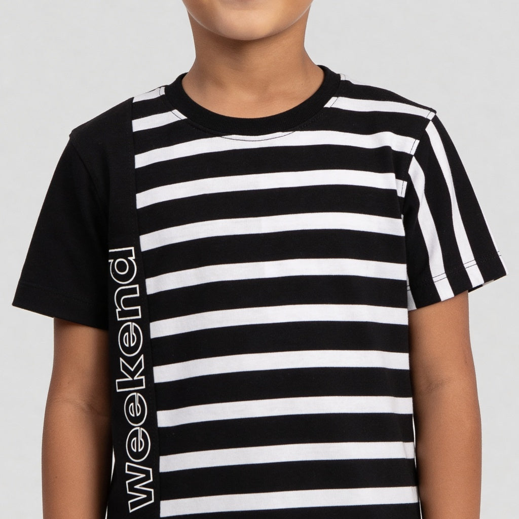 Boys Striped Crew Neck Future Squad T-Shirt