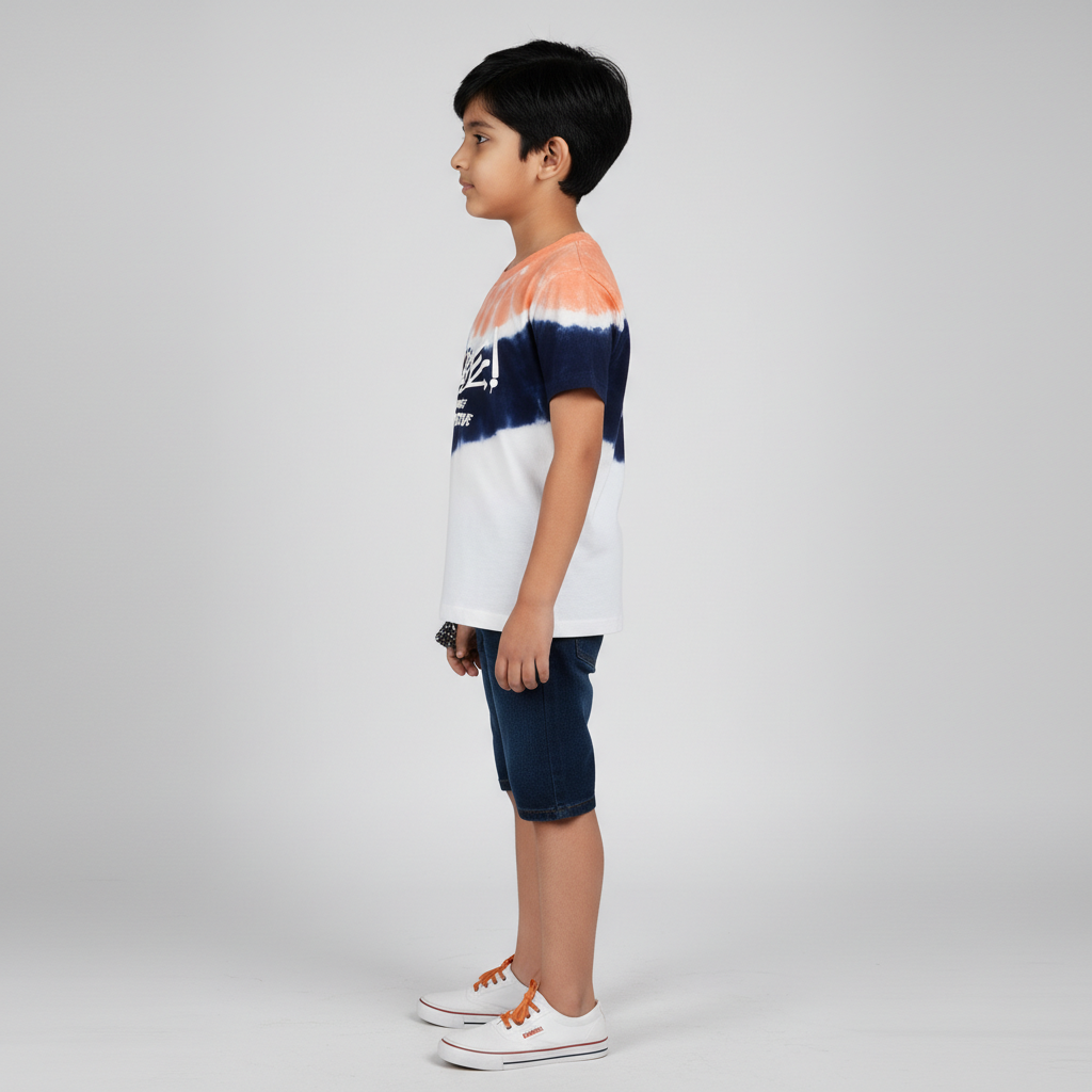 Boys Cotton Tie-Dye Crew Neck T-Shirt