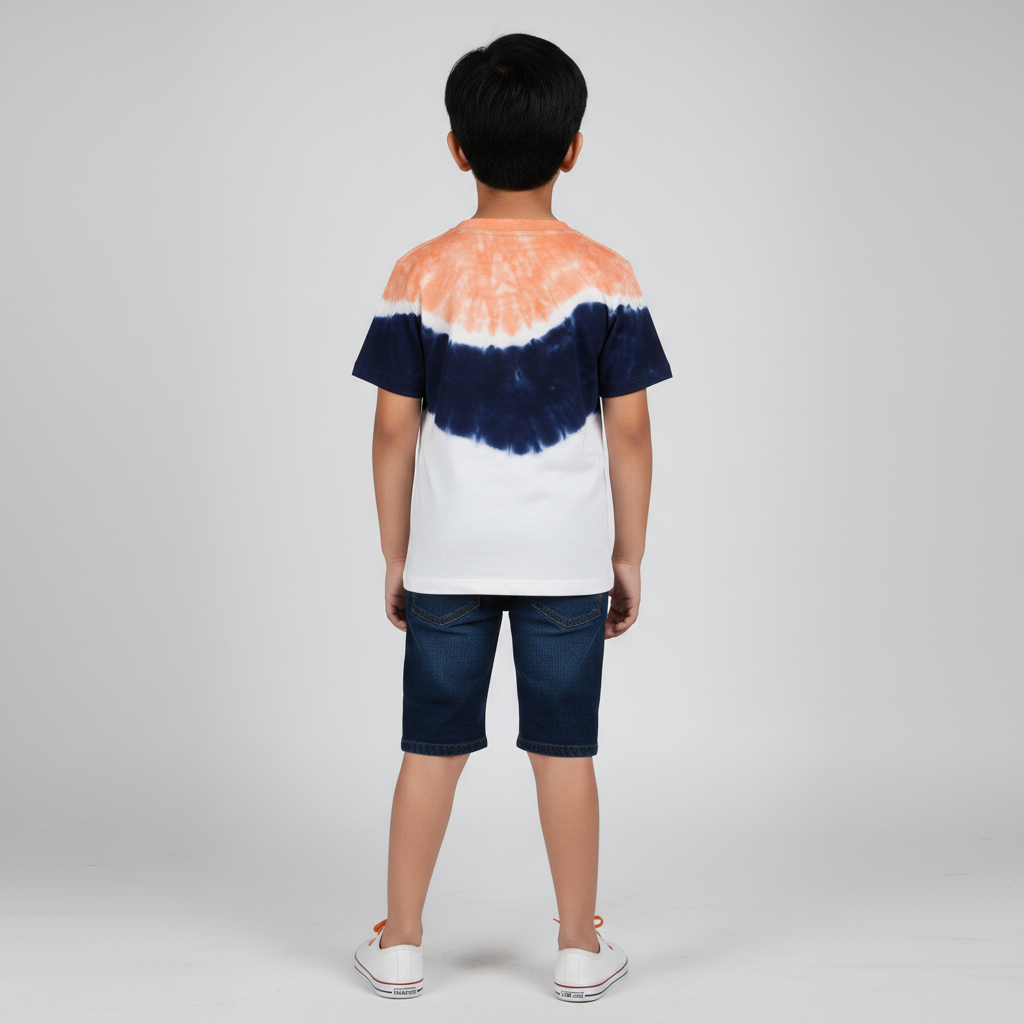 Boys Cotton Tie-Dye Crew Neck T-Shirt