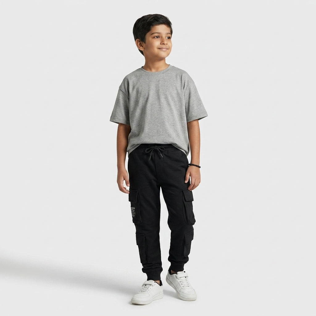 Boys Cotton Cut and Sew Mid Rise Joggers