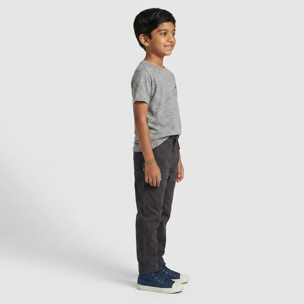 Boys Cotton Solid Mid Rise Trousers