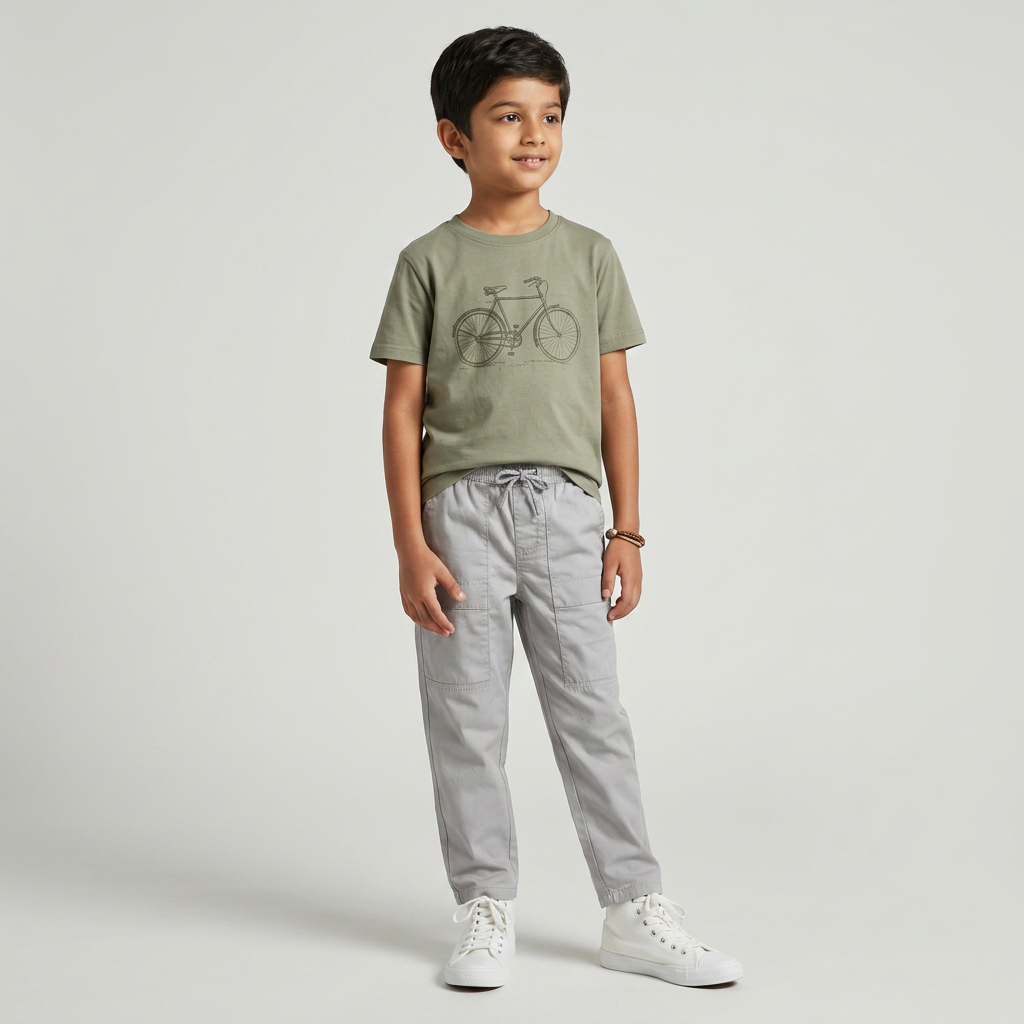 Boys Cotton Solid Trousers