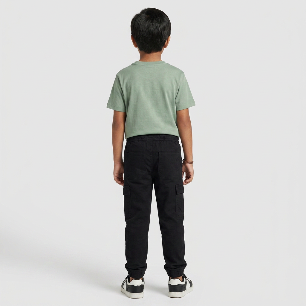 Boys Cotton Solid Mid Rise Joggers