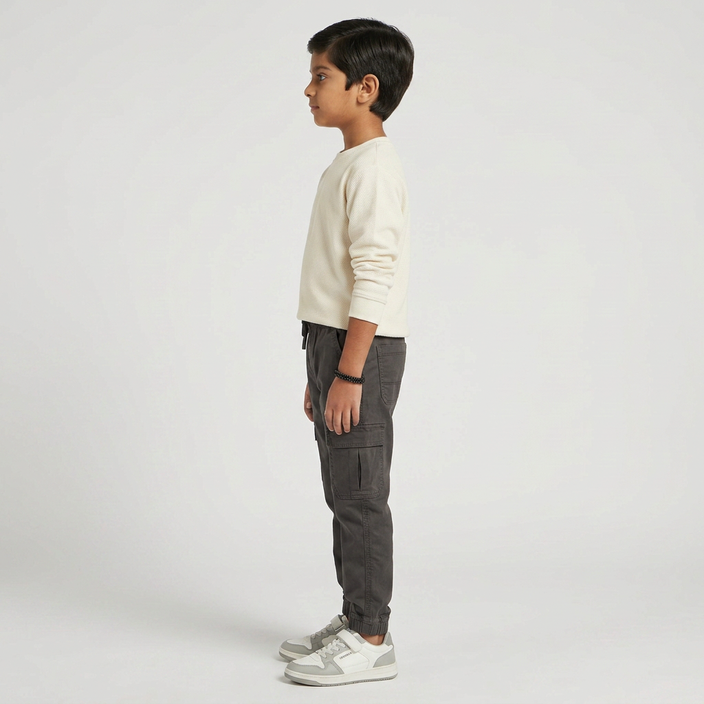 Boys Cotton Solid Mid Rise Joggers