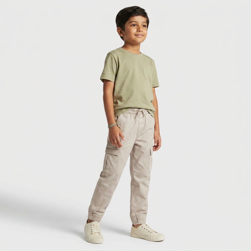 Boys Cotton Solid Mid Rise Joggers