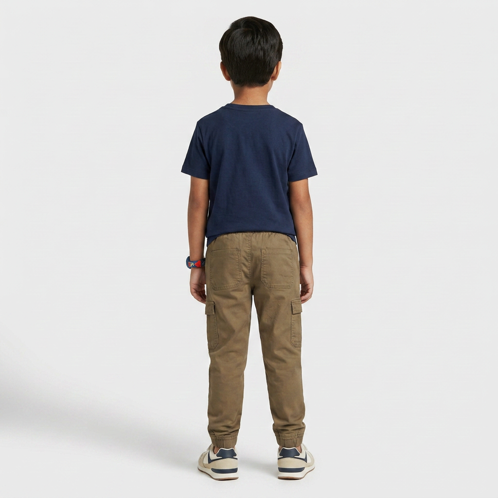 Boys Cotton Solid Mid Rise Joggers