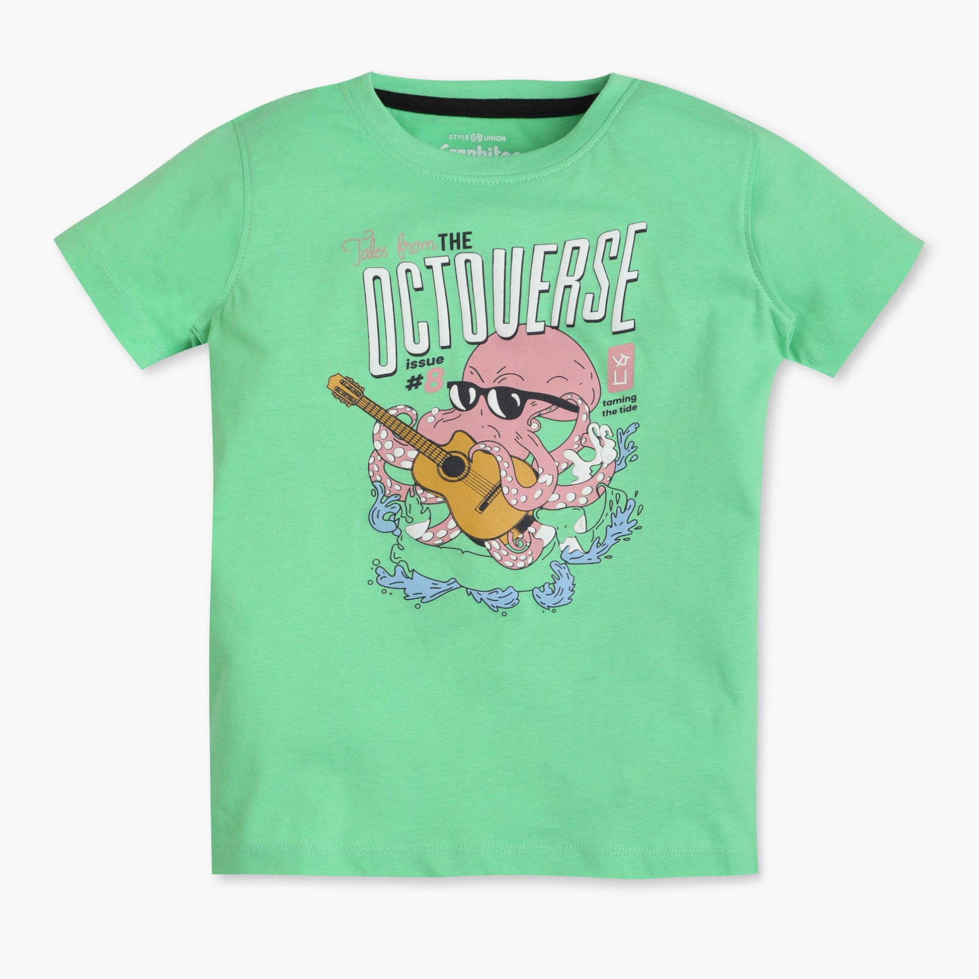 Boys Regular Fit Crew Neck Graphic T-Shirt