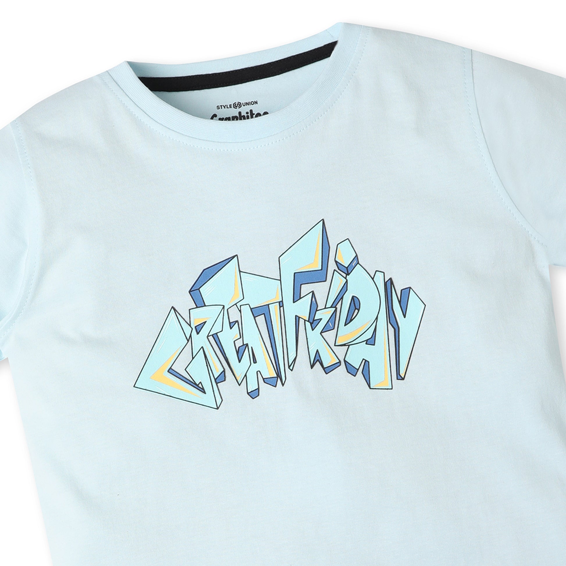 Boys Regular Fit Crew Neck Graphic T-Shirt