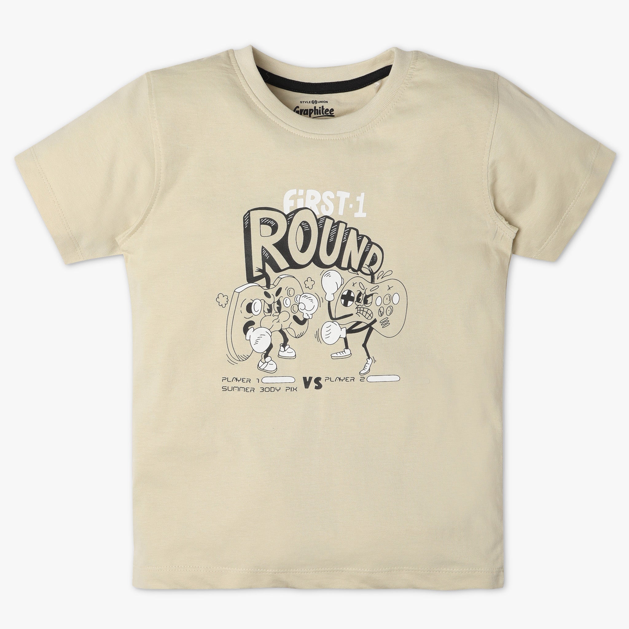 Boys Regular Fit Graphic Crew Neck T-Shirt