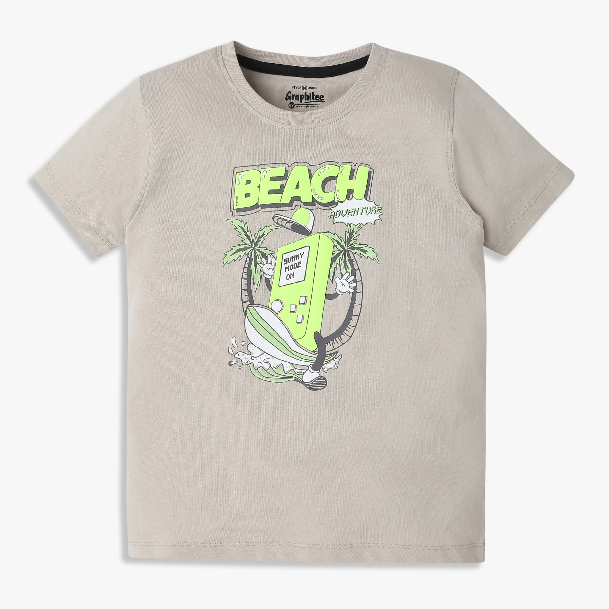 Boys Regular Fit Graphic Crew Neck T-Shirt
