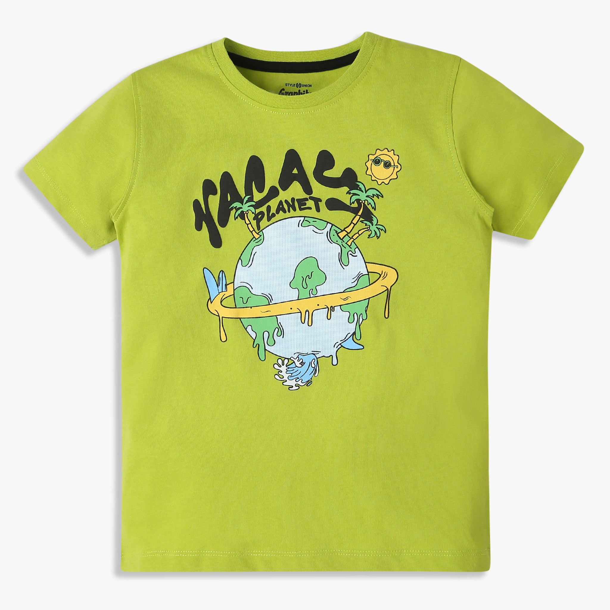 Boys Regular Fit Graphic Crew Neck T-Shirt