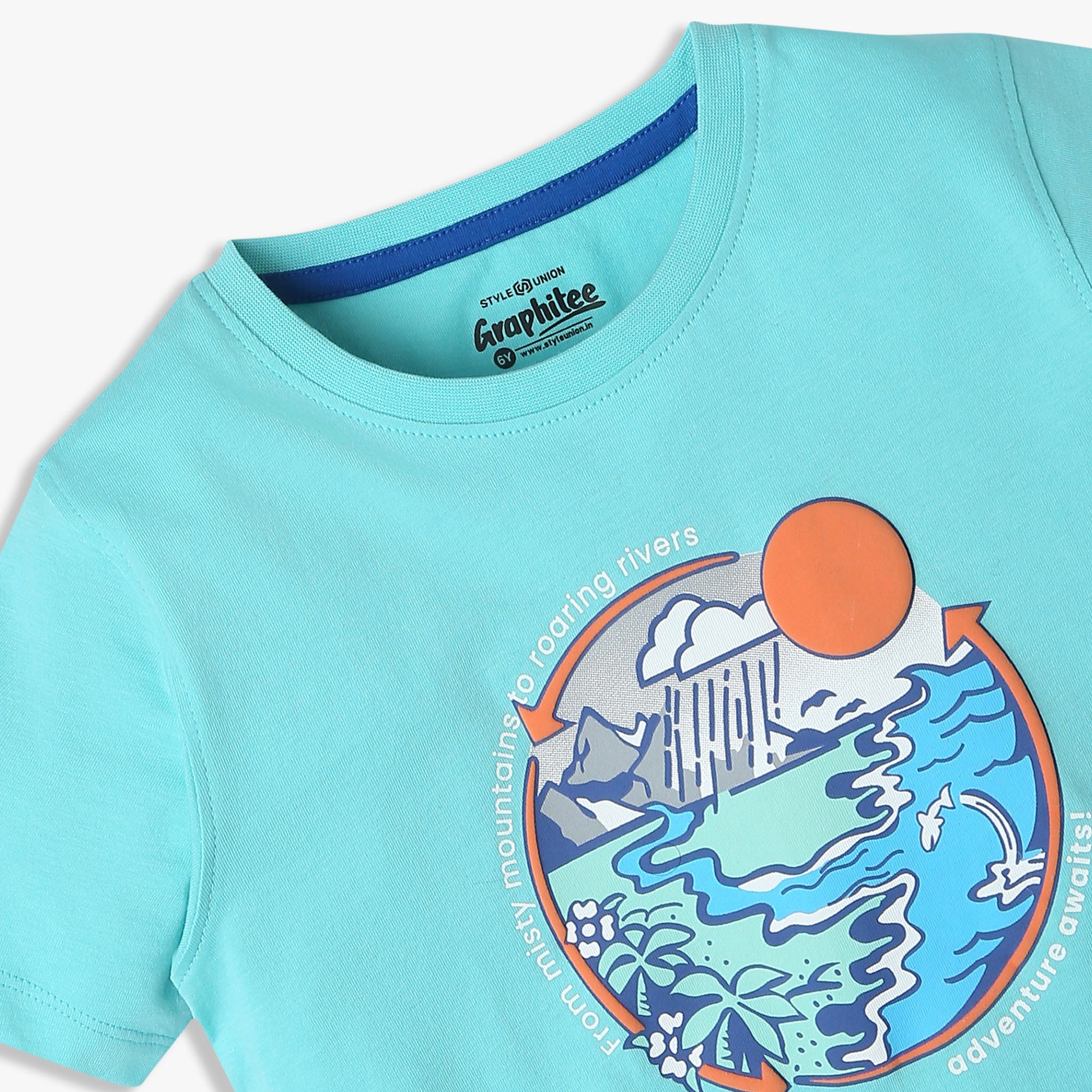 Boys Regular Fit Graphic Crew Neck T-Shirt