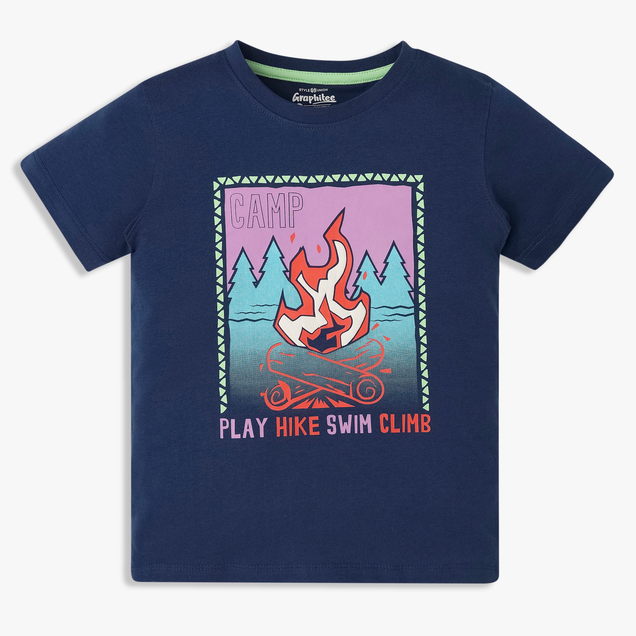 Boys Cotton Crew Neck Graphitee