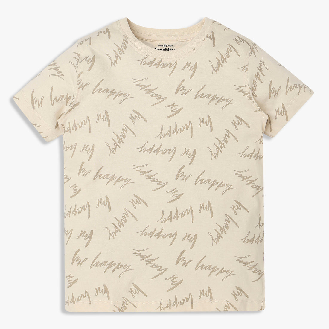 Boys Cotton Crew Neck Graphitee