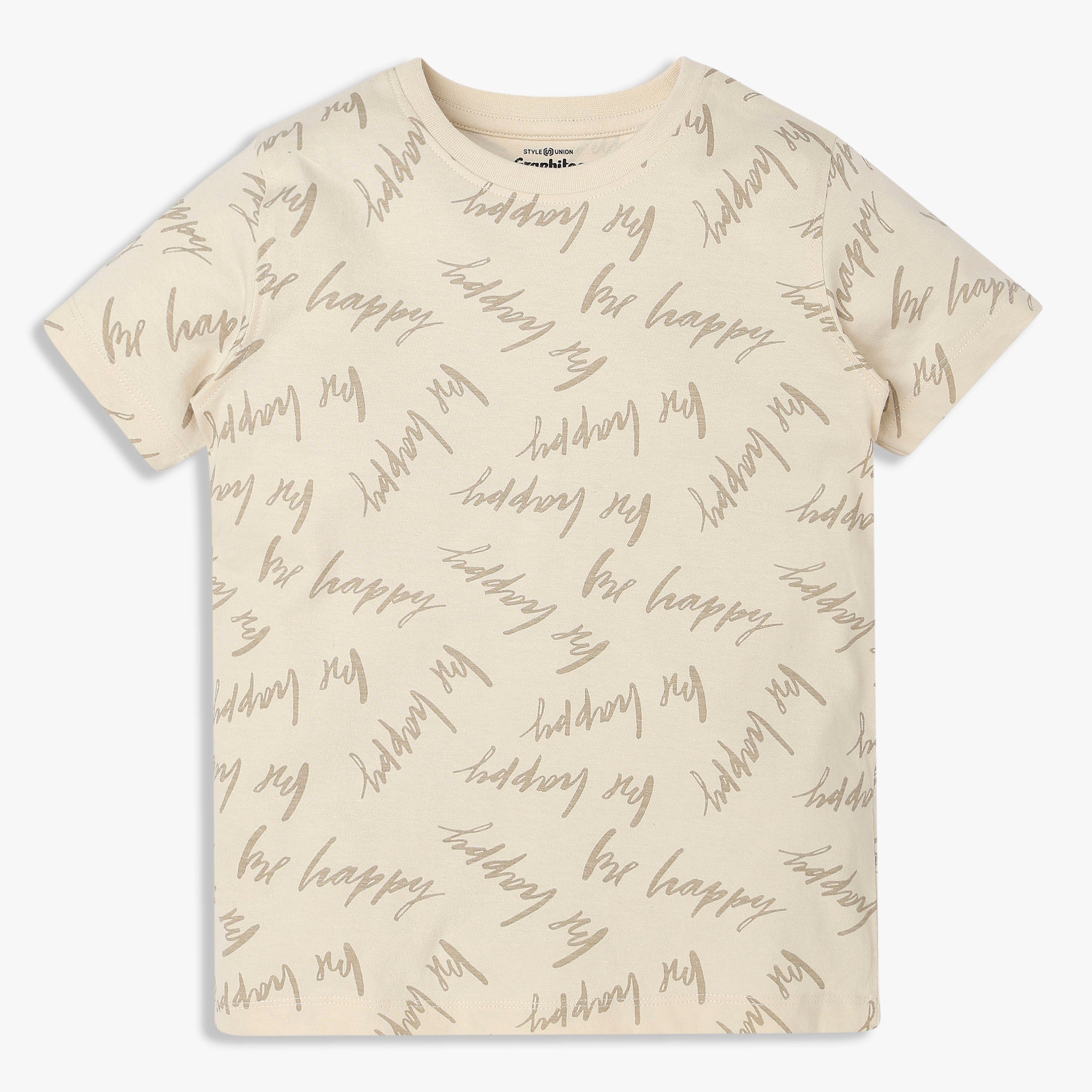 Boys Cotton Crew Neck Graphitee